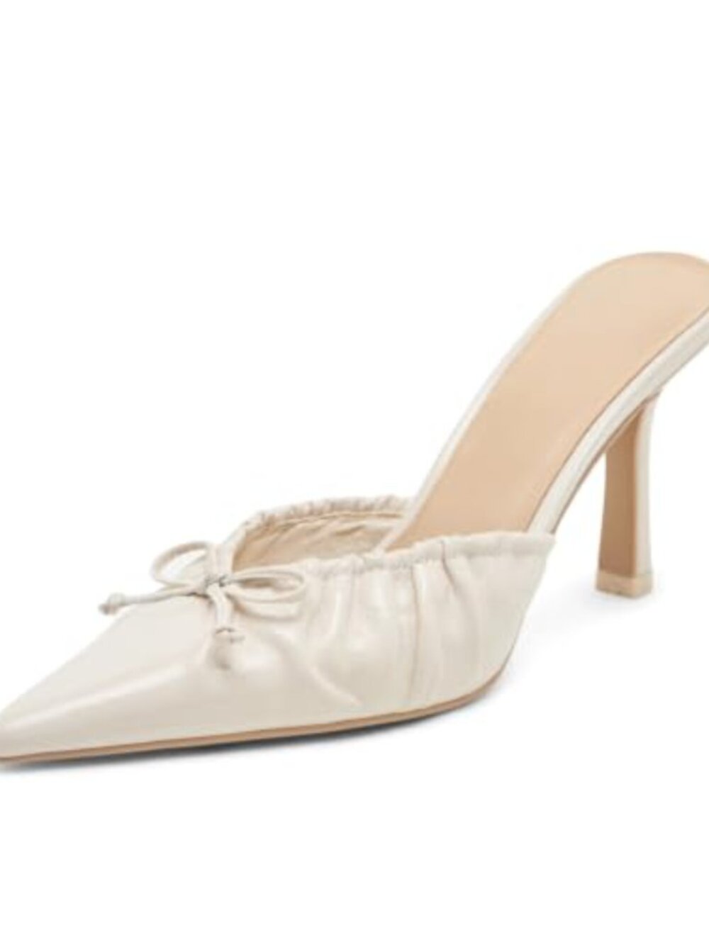 Kitten Heels Bow Pointed Toe Dressy Slip On Mules Stiletto Pumps